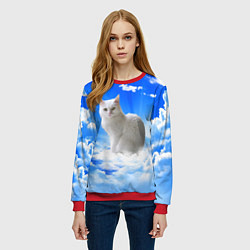 Свитшот женский Кот в облаках, цвет: 3D-красный — фото 2