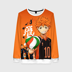 Свитшот женский ВОЛЕЙБОЛ!! HAIKYUU!!, цвет: 3D-белый