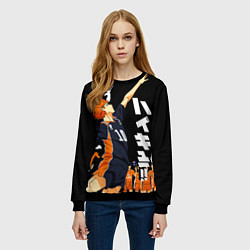 Свитшот женский ВОЛЕЙБОЛ!! HAIKYUU!!, цвет: 3D-черный — фото 2