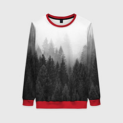 Свитшот женский Туманный лес, цвет: 3D-красный