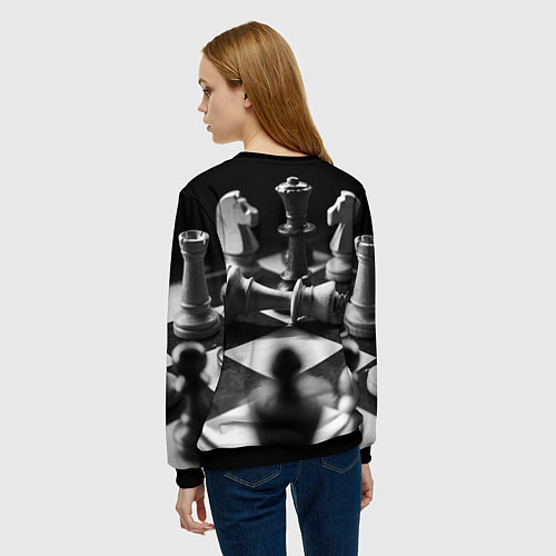 Женский свитшот Шахматы / 3D-Черный – фото 4