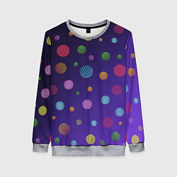 Свитшот женский Разноцветные шары, планеты, цвет: 3D-меланж