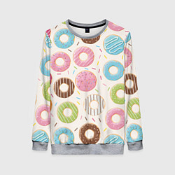Свитшот женский Пончики Donuts, цвет: 3D-меланж
