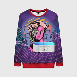 Свитшот женский Vaporwave Cyborg Statue, цвет: 3D-красный