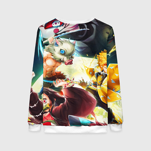 Женский свитшот КЛИНОК РАССЕКАЮЩИЙ ДЕМОНОВ ПЕРСОНАЖИ / 3D-Белый – фото 2