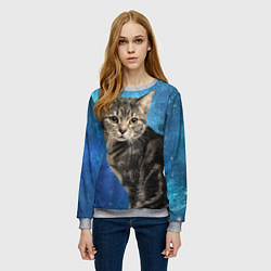 Свитшот женский Кот Космос, цвет: 3D-меланж — фото 2