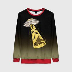 Женский свитшот НЛО похищает динозавров