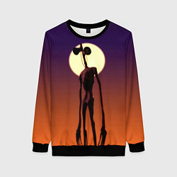 Свитшот женский Сиреноголовый Хоррор Закат, цвет: 3D-черный