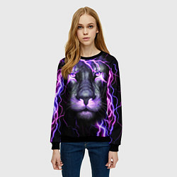 Свитшот женский НЕОНОВЫЙ ЛЕВ NEON LION, цвет: 3D-черный — фото 2