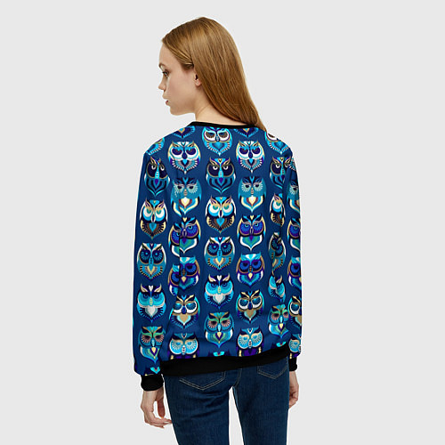 Женский свитшот Совы / 3D-Черный – фото 4