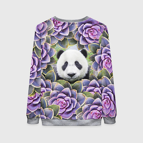 Женский свитшот Панда среди цветов / 3D-Меланж – фото 2