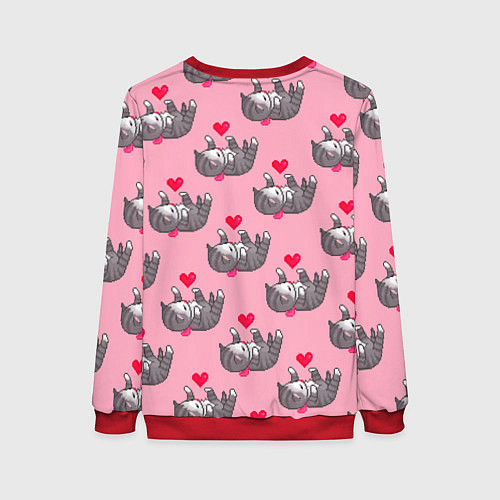 Женский свитшот Пиксельные котики / 3D-Красный – фото 2