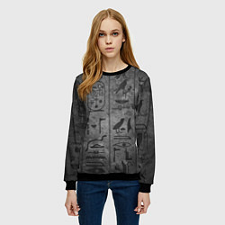 Свитшот женский Египетские Иероглифы 3D, цвет: 3D-черный — фото 2