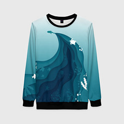 Свитшот женский Морские жители, цвет: 3D-черный