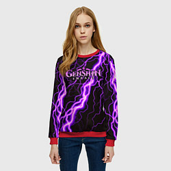 Свитшот женский GENSHIN IMPACT МОЛНИЯ НЕОН, цвет: 3D-красный — фото 2