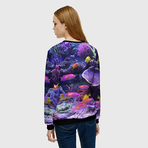 Женский свитшот Коралловые рыбки / 3D-Черный – фото 4