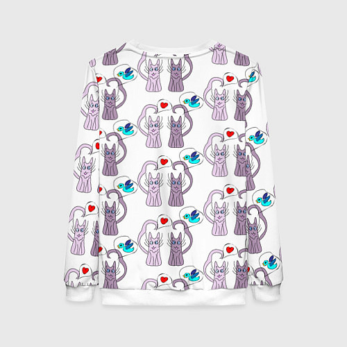 Женский свитшот Фиолетовые котики / 3D-Белый – фото 2