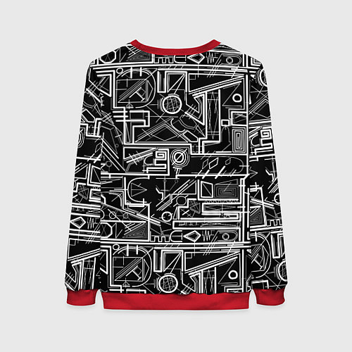 Женский свитшот Белые абстрактные линии / 3D-Красный – фото 2