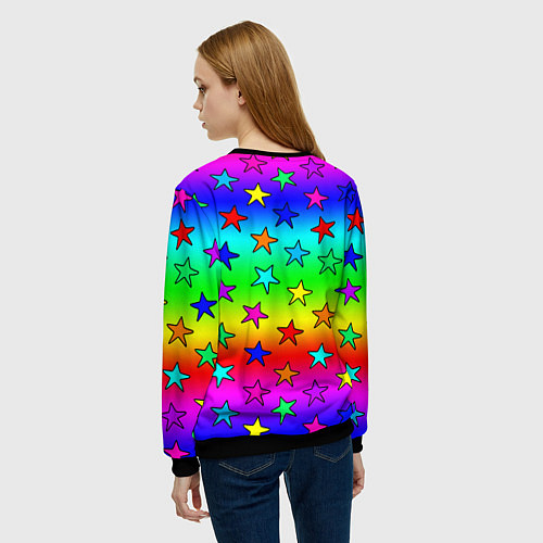 Женский свитшот Радужные звезды / 3D-Черный – фото 4