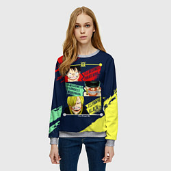 Свитшот женский Луффи, Зоро и Санджи One Piece, цвет: 3D-меланж — фото 2