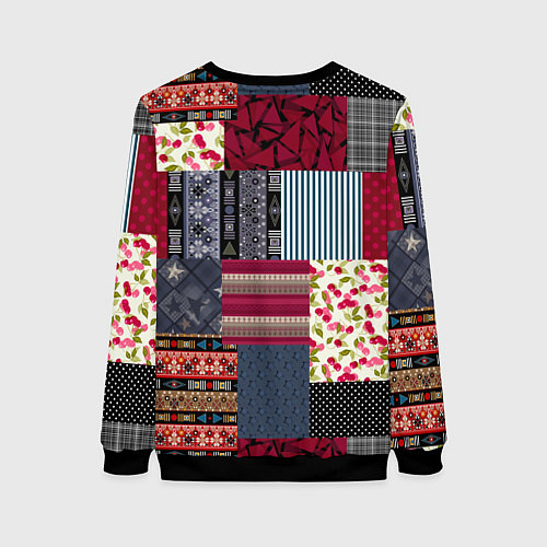 Женский свитшот Деревенский стиль Пэчворк / 3D-Черный – фото 2