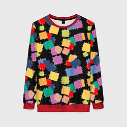 Женский свитшот Заплатки на черном фоне