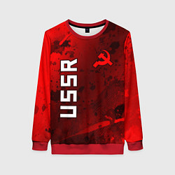 Свитшот женский USSR - Серп и Молот - Краска, цвет: 3D-красный