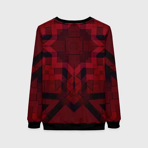 Женский свитшот Темно-красный геометрический / 3D-Черный – фото 2