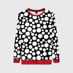 Свитшот женский Черно-белый горох, цвет: 3D-красный