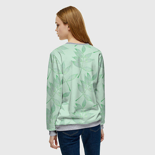 Женский свитшот Зеленые листья / 3D-Меланж – фото 4