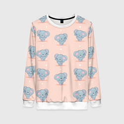 Свитшот женский Слоники, цвет: 3D-белый