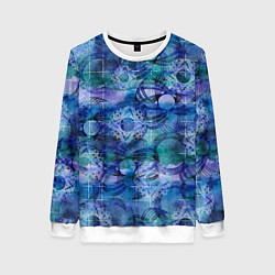 Свитшот женский Абстракция - акварельный узор, цвет: 3D-белый
