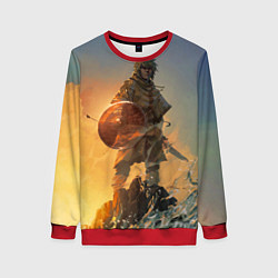 Свитшот женский Винланд стоит на скале сага, цвет: 3D-красный