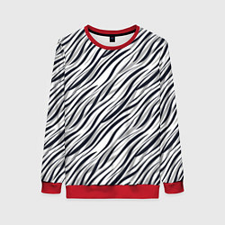 Свитшот женский Черно-белый полосатый тигровый, цвет: 3D-красный