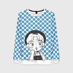 Свитшот женский О Чан У хихикает чиби, цвет: 3D-белый