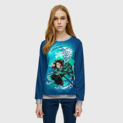 Свитшот женский Тандзиро Камадо с мечом, цвет: 3D-меланж — фото 2