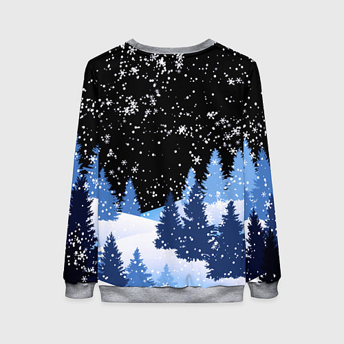 Женский свитшот Снежная ночь в зимнем лесу / 3D-Меланж – фото 2