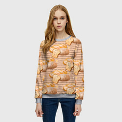 Свитшот женский Выпечка - хлеб и булочки, цвет: 3D-меланж — фото 2
