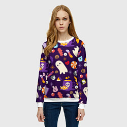 Свитшот женский HALLOWEEN BTS BT21 PATTERN БТ21 БТС ХЕЛЛОУИН, цвет: 3D-белый — фото 2