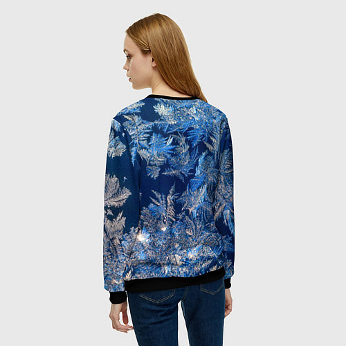 Женский свитшот Снежинки макро snowflakes macro / 3D-Черный – фото 4