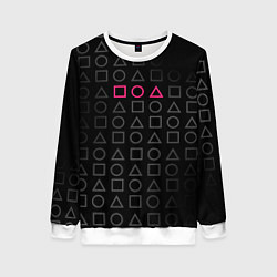 Женский свитшот ИГРА В КАЛЬМАРА, ФИГУРЫ ГЕОМЕТРИЧЕСКИЙ УЗОР