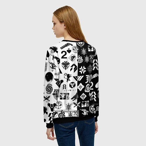 Женский свитшот DESTINY LOGOBOMBING ЧЁРНО БЕЛОЕ / 3D-Черный – фото 4