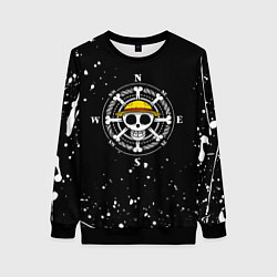 Свитшот женский ONE PIECE ВАН ПИС ЧЕРЕП БРЫЗГИ КРАСОК, цвет: 3D-черный