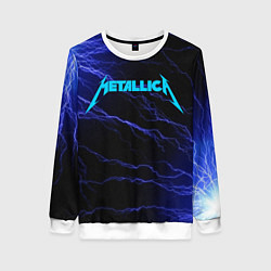 Свитшот женский METALLICA BLUE FLASH МЕТАЛЛИКА СИНИЕ МОЛНИИ, цвет: 3D-белый