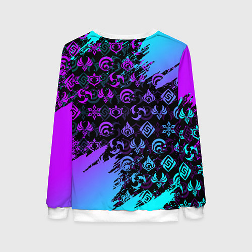 Женский свитшот GENSHIN NEON PATTERN SYMBOL НЕОН ЭМБЛЕМЫ / 3D-Белый – фото 2