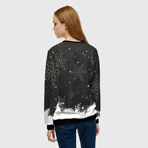 Женский свитшот Тигр с бокалом вина / 3D-Черный – фото 4