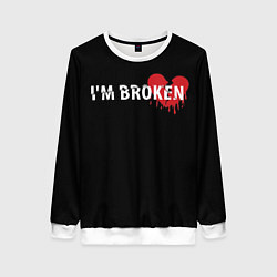 Свитшот женский Im broken с разбитым сердцем, цвет: 3D-белый