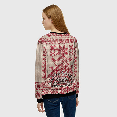 Женский свитшот Славянская вышивка Узоры Руси / 3D-Черный – фото 4