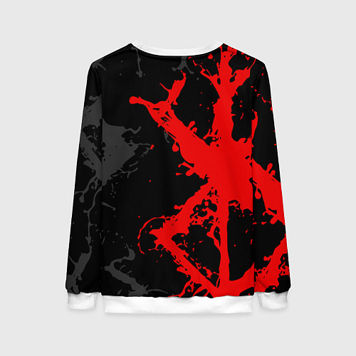 Женский свитшот БЕРСЕРК КРАСНОЕ КЛЕЙМО ИЕРОЛГИФЫ / 3D-Белый – фото 2