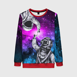 Свитшот женский Космонавт и водолаз - сотворение, цвет: 3D-красный